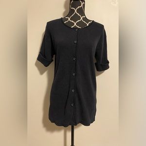 EUC Express Tricot Black Ribbed Button Down Dress size XS